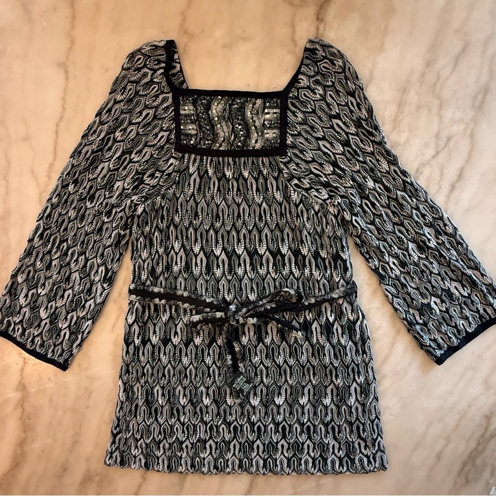 Missoni Vintage style Black & White Long Sleeve dress Sequins Size 38 (US 2/xs)
